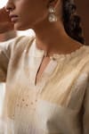 Priyanka Raajiv_Ivory Silk Hand Embroidered Floral Nova Patch Work Kurta And Rafa Palazzo Set _at_Aza_Fashions