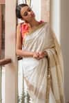 Priyanka Raajiv_Ivory Silk Woven And Embellished Paarsa Patch Work Saree With Running Blouse _at_Aza_Fashions