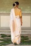 Shop_Priyanka Raajiv_Ivory Silk Banarasi Woven Anaar Rena Saree With Running Blouse  _at_Aza_Fashions