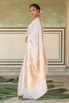 Priyanka Raajiv_Ivory Silk Banarasi Woven Anaar Rena Saree With Running Blouse  _Online_at_Aza_Fashions