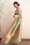 Shop_Priyanka Raajiv_Green Silk Chanderi Woven Geometric And Floral Rumi Saree With Running Blouse_Online_at_Aza_Fashions