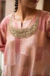 Shop_Priyanka Raajiv_Pink Silk Hand Embroidered Floral Print Senara Patch Work Kurta And Pant Set _Online_at_Aza_Fashions