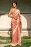 Priyanka Raajiv_Maroon Silk Banarasi Woven Chevron Zuri Saree With Running Blouse  _Online_at_Aza_Fashions