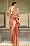 Priyanka Raajiv_Maroon Silk Banarasi Woven Chevron Zuri Saree With Running Blouse  _at_Aza_Fashions