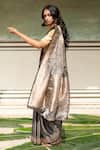 Priyanka Raajiv_Grey Silk Banarasi Woven Rena Metallic Saree With Running Blouse _Online_at_Aza_Fashions