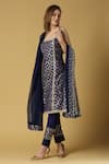 Buy_Monk & Mei_Blue Silk And Brocade Blend Woven Floral Round Kala Straight Kurta Set _Online_at_Aza_Fashions