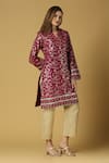 Shop_Monk & Mei By Sonia Anand_Purple Silk, Brocade, Cotton Tassels Kavya Woven Pakistani Kurta And Pant Set _Online_at_Aza_Fashions