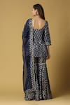 Shop_Monk & Mei_Blue Silk And Brocade Blend Woven Floral V Neck Kaynat Kurta Sharara Set _at_Aza_Fashions