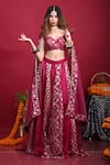 Buy_Monk & Mei_Purple Silk And Brocade Blend Woven Floral Sweetheart Neck Leela Lehenga Set _Online_at_Aza_Fashions