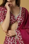 Monk & Mei_Purple Brocade Woven Floral V Neck Sevati Sharara Saree With Blouse _Online_at_Aza_Fashions