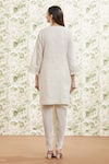 Shop_Kaia_White Cotton Embroidered Thread V Neck Kurta Dhoti Pant Set _at_Aza_Fashions