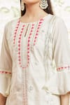 Buy_Kaia_White Cotton Embroidered Resham Keyhole Round Gota Kurta Gharara Set _Online_at_Aza_Fashions