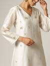 Shop_Anantaa By Roohi_Off White Silk, Chanderi Embroidery, Zari V-neck Kurta With Pant _Online_at_Aza_Fashions