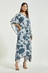 Buy_Anantaa by Roohi_Grey Bemberg Modal Print Flower Vine V Neck Kaftan With Pant _Online_at_Aza_Fashions