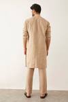 Shop_Son Of A Noble Snob_Beige 100% Linen Cord Textured Stela Kurta_at_Aza_Fashions