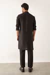 Shop_Son Of A Noble Snob_Black 100% Linen Cord Textured Issa Kurta_at_Aza_Fashions