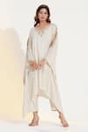 Buy_Glittire by Sakshi Verma_Ivory Rayon Hand Embroidered Striped Kaftan  Blunt V And Palazzo Set _at_Aza_Fashions