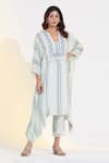 Buy_Glittire by Sakshi Verma_Ivory Rayon Hand Embroidered Striped Kaftan  Placket And Palazzo Set  _at_Aza_Fashions