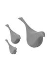 H2h_Grey Fibre, Polyresin Finch Bird Sculpture Table Decor - 3 Pcs_Online_at_Aza_Fashions