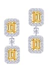 Buy_DIOSA PARIS JEWELLERY_Yellow Crystals, Diamonds Octagon Swarovski Zirconia Embellished Earrings _at_Aza_Fashions
