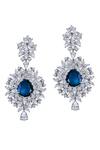 Buy_DIOSA PARIS JEWELLERY_Blue Crystals, Stones Carved Embellished Earrings _at_Aza_Fashions