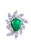 Shop_DIOSA PARIS JEWELLERY_Green Stones, Crystals Emerald Embellished Studs _at_Aza_Fashions