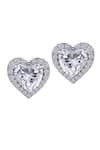 Buy_DIOSA PARIS JEWELLERY_White Crystals Heart Shaped Embellished Studs _at_Aza_Fashions