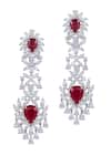 Buy_DIOSA PARIS JEWELLERY_Red Crystals, Stones Swarovski Embellished Earrings _at_Aza_Fashions