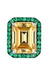 Shop_DIOSA PARIS JEWELLERY_Yellow Crystals, Stones Octagon Geometric Embellished Studs _at_Aza_Fashions