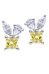 Buy_DIOSA PARIS JEWELLERY_Yellow Crystals Geometric Pattern Swarovski Zirconia Embellished Studs _at_Aza_Fashions