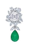 Shop_DIOSA PARIS JEWELLERY_Green Stones, Crystals Emerald Embellished Earrings _at_Aza_Fashions
