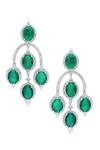 Buy_DIOSA PARIS JEWELLERY_Green Stones, Diamonds Swarovski Zirconia Embellished Earrings _at_Aza_Fashions