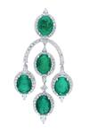 Shop_DIOSA PARIS JEWELLERY_Green Stones, Diamonds Swarovski Zirconia Embellished Earrings _at_Aza_Fashions