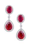 Buy_DIOSA PARIS JEWELLERY_Red Crystals, Stones Swarovski Zirconia Geometric Embellished Earrings _at_Aza_Fashions