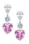 Buy_DIOSA PARIS JEWELLERY_Pink Crystals Geometric And Heart Pattern Embellished Earrings _at_Aza_Fashions