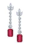 Buy_DIOSA PARIS JEWELLERY_Red Crystals, Stones Zirconia Embellished Earrings _at_Aza_Fashions