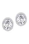 Buy_DIOSA PARIS JEWELLERY_White Crystals Swarovski Zirconia Embellished Studs _at_Aza_Fashions