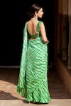 Shop_Geroo Jaipur_Green Pure Tussar Silk Tie Dye Leheriya Saree With Unstitched Blouse Fabric _at_Aza_Fashions