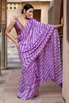 Buy_Geroo Jaipur_Purple Pure Tussar Silk Tie Dye Leheriya Saree With Unstitched Blouse Fabric _at_Aza_Fashions