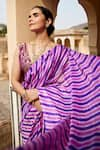 Shop_Geroo Jaipur_Purple Pure Tussar Silk Tie Dye Leheriya Saree With Unstitched Blouse Fabric _Online_at_Aza_Fashions