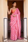 Buy_Geroo Jaipur_Pink Pure Tussar Silk Tie Dye Pattern Saree With Unstitched Blouse Fabric _at_Aza_Fashions