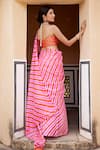 Shop_Geroo Jaipur_Pink Pure Tussar Silk Tie Dye Pattern Saree With Unstitched Blouse Fabric _at_Aza_Fashions