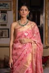 Buy_Geroo Jaipur_Pink Pure Kota Silk Woven Floral Zari Saree With Unstitched Blouse Fabric _Online_at_Aza_Fashions