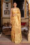 Buy_Geroo Jaipur_Yellow Pure Kota Silk Woven Floral Zari Saree With Unstitched Blouse Fabric _at_Aza_Fashions