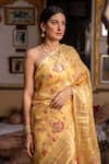 Buy_Geroo Jaipur_Yellow Pure Kota Silk Woven Floral Zari Saree With Unstitched Blouse Fabric _Online_at_Aza_Fashions