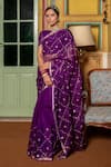 Buy_Geroo Jaipur_Purple Pure Kota Silk Embroidered Work Saree With Unstitched Blouse Fabric _at_Aza_Fashions