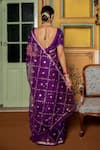 Geroo Jaipur_Purple Pure Kota Silk Embroidered Work Saree With Unstitched Blouse Fabric _Online_at_Aza_Fashions