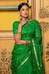 Shop_Geroo Jaipur_Green Kota Doria Patti, Embroidery Saree With Unstitched Blouse Fabric _Online_at_Aza_Fashions
