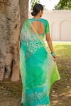 Shop_Geroo Jaipur_Green Pure Kota Silk Embroidered Ombre Saree With Unstitched Blouse Fabric _at_Aza_Fashions