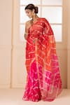 Geroo Jaipur_Multi Color Pure Kota Silk Floral Work Saree With Unstitched Blouse Fabric _Online_at_Aza_Fashions